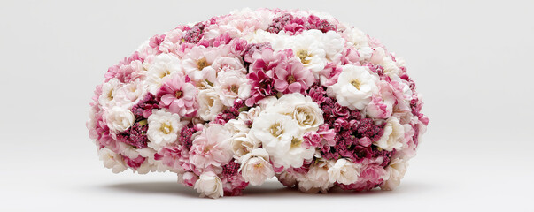 Brain Made of Pink and White Flowers
