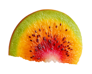 Sliced kiwi fruit with red center
