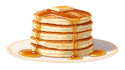 Fluffy pancakes isolated on transparent background