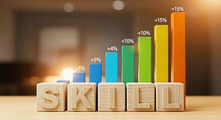 Skill development drives impressive growth with positive percentage increases shown on colorful bar chart