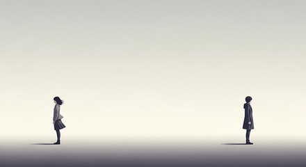 Obraz premium Distant Figures: Conceptual Art of Separation