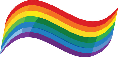 Obraz premium Wavy rainbow flag silhouette isolated on transparent background
