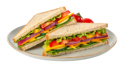 Fresh sandwich slices isolated on transparent background