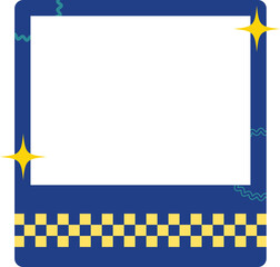 Obraz premium Square Blue Frame with Yellow Checkered Border
