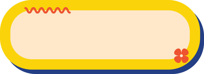 Oval yellow text box with red wavy line and flower detail, perfect for notes, tags, or fun visual highlights.