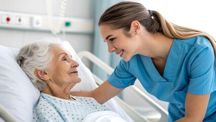 Obraz premium Emotional elder care photo with soft focus, conveying dignity and compassion