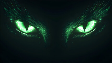 Green glowing animal eyes in the dark
