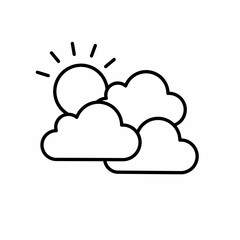 Cloud vector icon with outline. Sunny weather symbol. Vector icon.