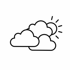 Cloud vector icon with outline. Sunny weather symbol. Vector icon.