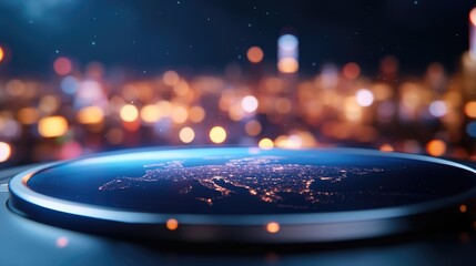 Futuristic city map on platform