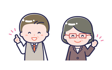 中年の会社員／2人組／男女 01