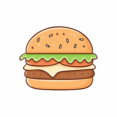 A charming cartoon burger illustration isolated on white for food enthusiasts