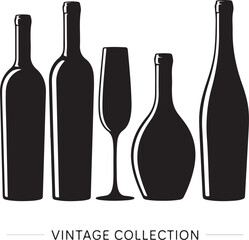 Wine Bottle Silhouettes &ndash; Beverage Vector Icons Pack