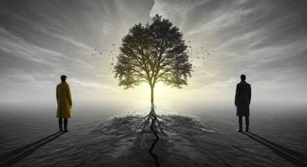 Obraz premium Crossroad of Light and Darkness in Abstract Reality