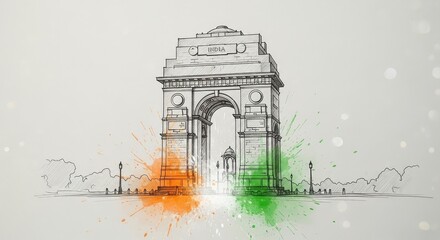 Fototapeta premium Hand drawn war memorial arch