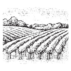 Fototapeta premium Hand-Drawn Farmland Icon for Rural Agriculture