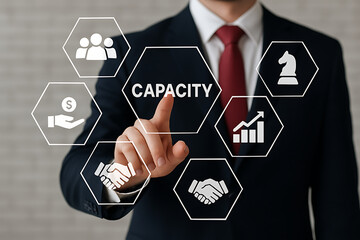 CAPACITY. Increasing production capacity to the maximum. Positive thinking business strategy concept.NEW CONCEPT.