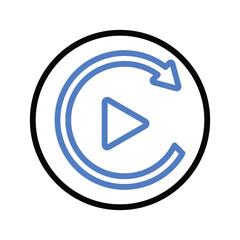 Play Again Outline bold Vector Icon which can be easily modified or Edited 
