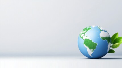 Fototapeta premium Globe with Green Leaves Symbolizing Environmental Protection and Ecology