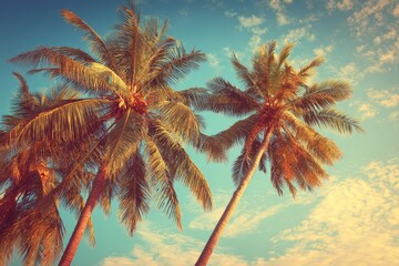 Palm trees against a vibrant sunset sky