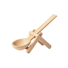 Wooden Spoon and Fork on Simple Holders, Natural Kitchenware Displaying Rustic Charm and Practicality for Culinary Enthusiasts