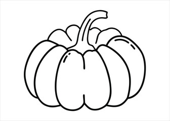 Artistic outline depiction of a pumpkin with a classic line art aesthetic rendered in a monochromatic palette