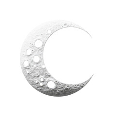 Artistic Crescent Moon Design with Textured Surface and Intricate Craters for Night Sky Illustrations