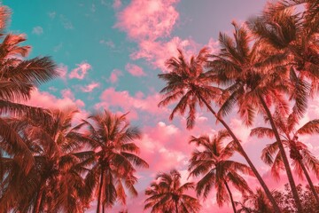 Tropical palm trees at sunset