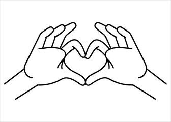 Elegant line art illustration of two hands gently holding two hearts in a minimalist style