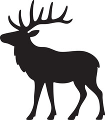 Majestic elk stag standing in a natural landscape silhouette