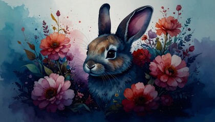 easter bunny with flowers