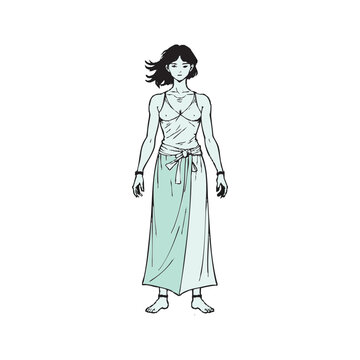 Elegant Woman in Light Green Traditional Attire