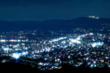 若草山山頂から見た奈良市内の夜景