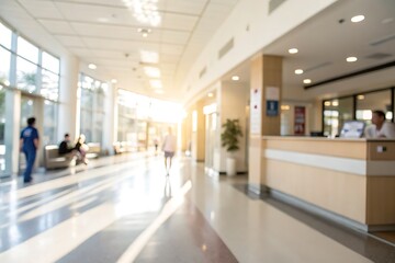 Bright and Inviting Hospital Interior with Busy Staff and Patients in Modern Healthcare Environment