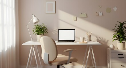 Serene Pastel Workspace with Natural Light
