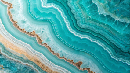 Abstract background of turquoise and white geode mineral with flowing organic lines