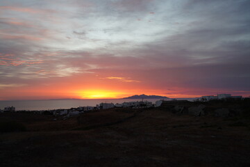 Beautiful sunset in Santorini Greece