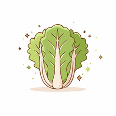 Stylized Bok Choy Illustration with Soft Colors and Whimsical Details on White Backdrop