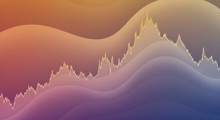 Abstract Gradient Financial Line Chart with Wavy Layers Background Illustration