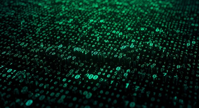Digital Futuristic Data Stream Number System Background Concept Art - Powered by Adobe