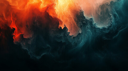 Fototapeta premium Abstract fiery cloudscapes of deep color
