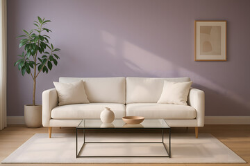 Modern living room design with sofa and coffee table interior decor