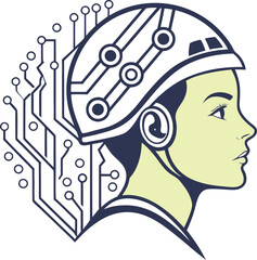 ⚙️🤖This futuristic AI woman in a digital helmet merges beauty with innovation&mdash;perfect for tech, science, and future-forward brands. ⚡Download now for a bold creative spark!

