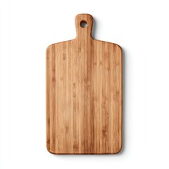 Fototapeta premium Light brown rectangular wooden cutting board with a handle