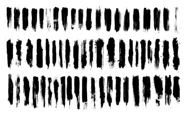 Straight thick vector lines. Black hand drawn brushstroke text boxes. Chinese, Korean, Japanese calligraphy brushstroke set. Rough grunge thick gouache paint texture. Sketchy ink rectangle textboxes