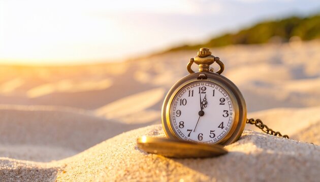 Golden Hour on the Beach: Time's Gentle Passage - Powered by Adobe