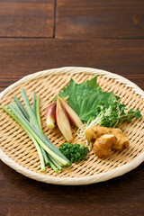 薬味の盛り合わせ｜生姜・みょうが・大葉・小ねぎ・貝割れ大根