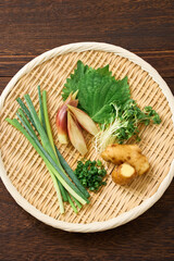薬味の盛り合わせ｜生姜・みょうが・大葉・小ねぎ・貝割れ大根