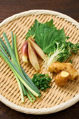 薬味の盛り合わせ｜生姜・みょうが・大葉・小ねぎ・貝割れ大根