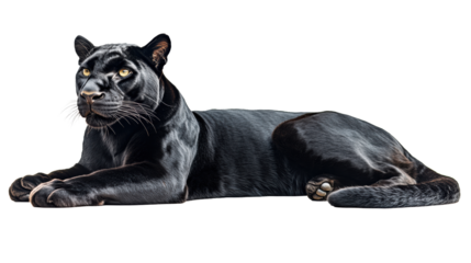 Relaxed black panther lying down
